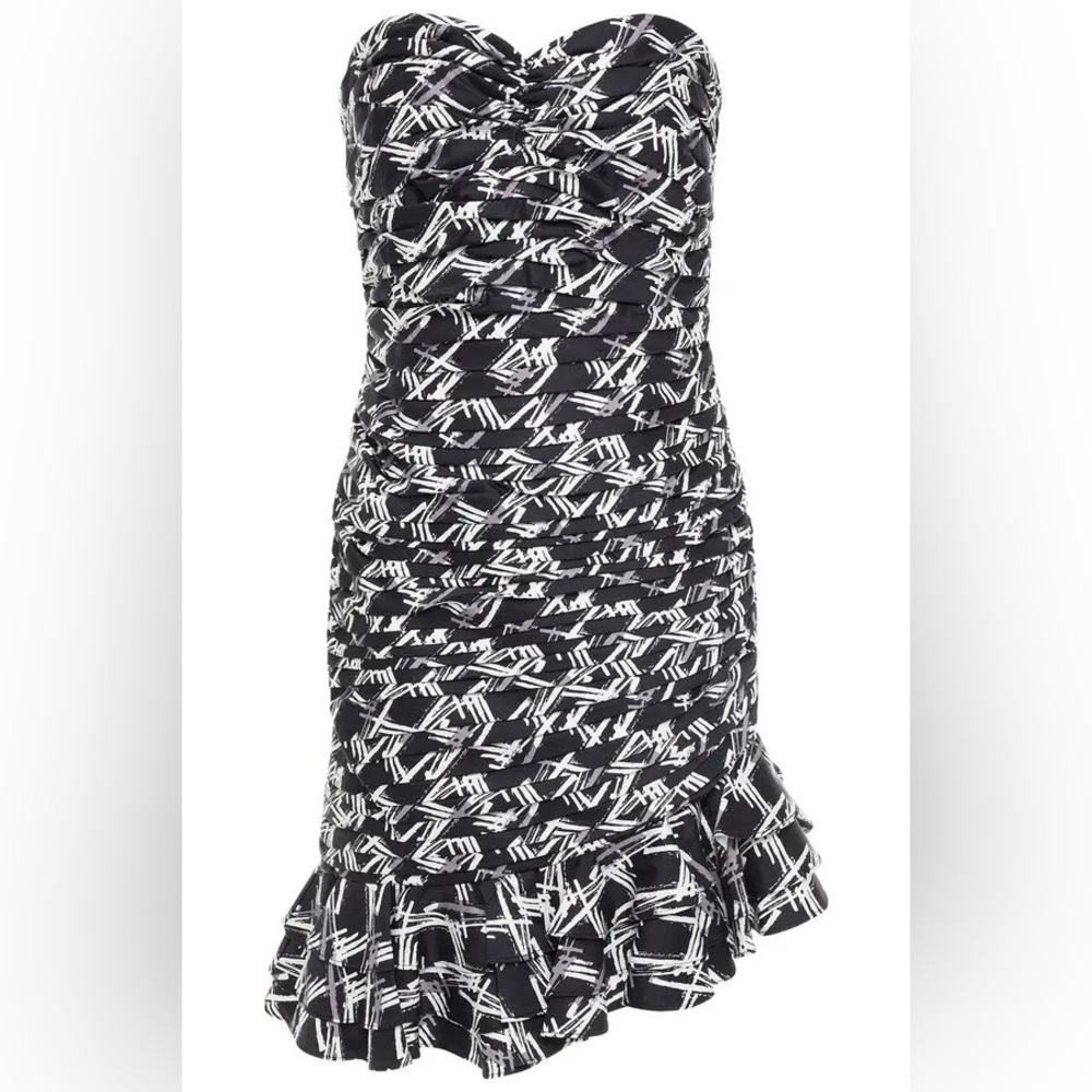 RETROFETE Samantha Ruffled Printed Cotton-Blend Poplin Mini Dress Small Designer